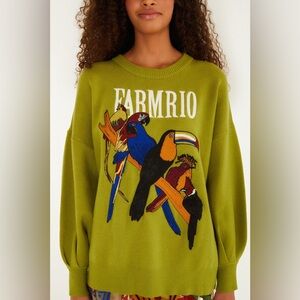FARM RIO Green Nature Lovers Embroidered Sweater